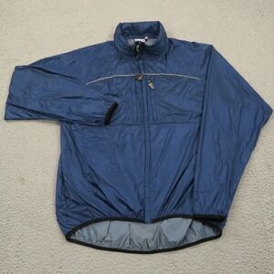 Ibex Jacket Mens XL Blue Nylon Softshell Packable Removable Hood Rain Shell